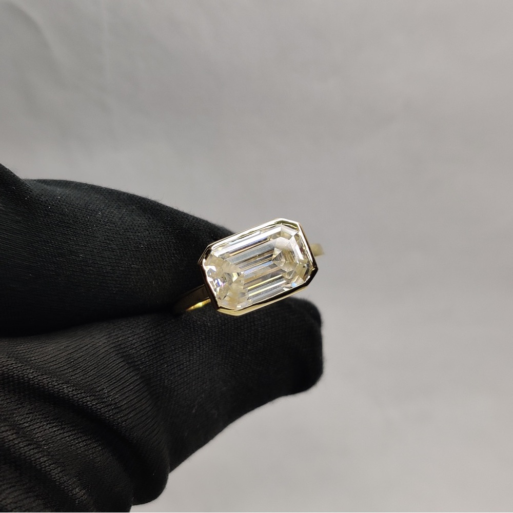 East West bezel set Moissanite ring size 6